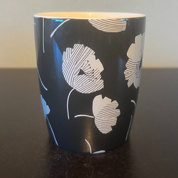 TABITHA BROWN Floral Black and White Poppies Stoneware Coffee Tea Cup Mug - Picture 3 of 9
